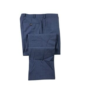 Suit Supply Brescia Turn Up Blue Vitale Barberis Wool Flat Front Trouser Size 32